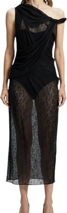 C & M Camilla and Marc Sheer Black Lace Midi Dress Size XXS