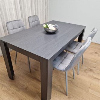 Kosy Koala Kosy Koala - Dining Table and 4 Chairs Black Dark Grey 4 Grey Velvet Chairs Wood Dining Set Furniture