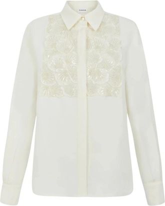 P.A.R.O.S.H. Raisaa 25 Sequin Shirt - Dames - Overhemden - Beige - L - Leer - Overhemden