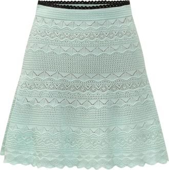 Self Portrait Pointelle Minirok - Dames - Korte rokken - Groen - S - Polyester - Rokken