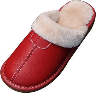 Generic Winter Warm Cotton Slippers, Waterproof and Non-Slip Womens Shoes,red,4.5 UK