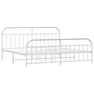 Berkfield Home Metal Bed Frame with Headboard & Footboard White 200x200 cm