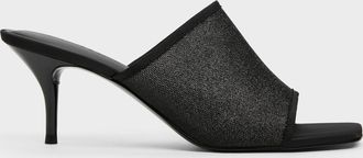Charles & Keith Glittered Mesh Heeled Mules