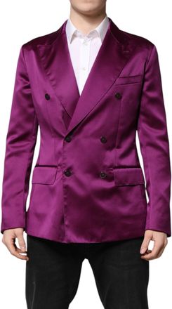 Dolce & Gabbana Purple Double Breasted Men Suit Coat Blazer Polyester