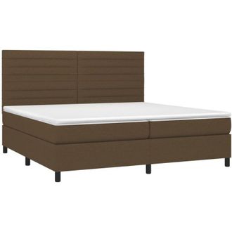 vidaXL Cama Box Spring Colch&oacute;n Luces Led Tela Marr&oacute;n Oscuro 200x200 Cm Vidaxl