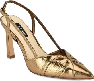 Nine West Darella Pointed Toe Slingback Pump in Bronze at Nordstrom, Size 10.5