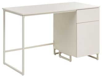 Beliani Scrivania Per Ufficio Domestico In Mdf E Struttura In Acciaio 120 X 60 Cm Con Cassetto E Contenitori Chiusi Beige Chiaro, Lexton