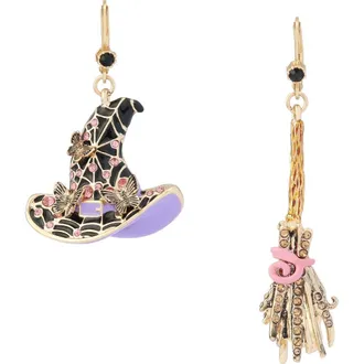 Betsey Johnson Broomstick Leverback Drop Earrings in Purple at Nordstrom