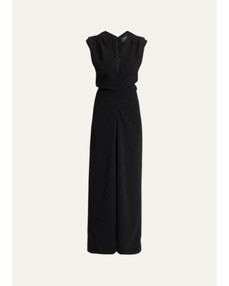 Proenza Schouler Geraldine Plunging Double Crepe Sleeveless Maxi Dress