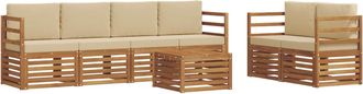 vidaXL Conjunto De Sof&aacute;s De Exterior 7 Uds. Natural Y Beige Vidaxl