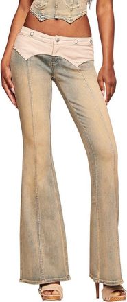 I.AM.GIA Tommie Mixed Media Flare Leg Jeans in Antique Denim at Nordstrom, Size Large
