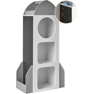 Beliani Libreria per bambini a 3 ripiani a forma di astronave per cameretta con lavagna MDF bianco Cosmos