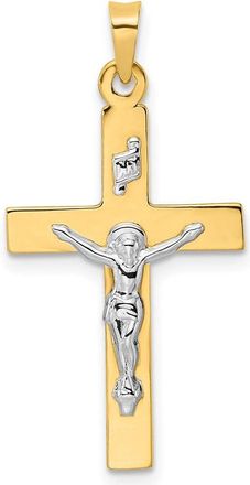 Diamond2Deal 14k Two-tone Gold Polished Solid INRI Crucifix Pendant