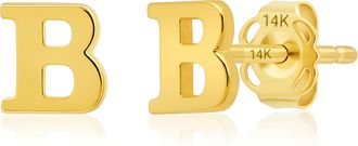 MAX + STONE 14k Yellow or White Gold Small Script Initial Letter Stud Earrings