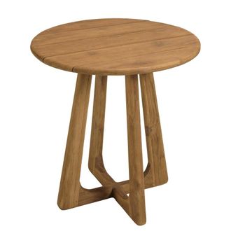 Macabane Mesa de comedor redonda de jard&iacute;n de madera de teca reciclada