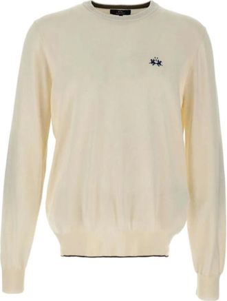 La Martina La Martina, Round-neck Knitwear, male, White, Size: S Knitted Jumper