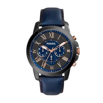 Fossil Mens Grant 44mm Chronograph, Smoke Stainless Steel Watch