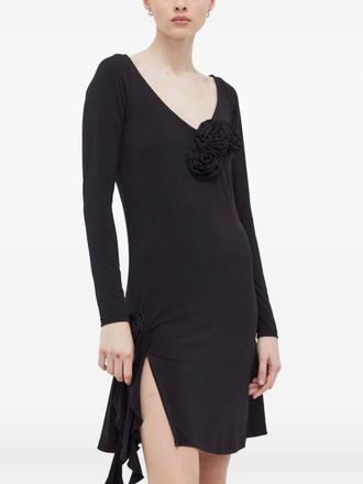 Résumé floral appliqué slit dress - Black