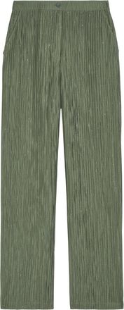 Emporio Armani Crinkled Straight-leg Trousers - Olive - 48 (UK16 / XL)