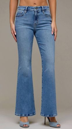 Hidden Jeans Mid Rise Full Length Flare Jeans In Medium Wash