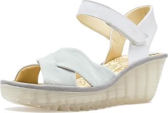 FLY London Yorg607fly Womens Sandals Skyblue/White : EU 41 (US Womens 10-10.5) M, Leather