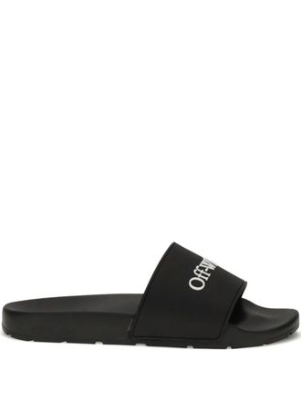 Off-white Sandali slides Bookish con decorazione logo - Nero