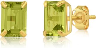 MAX + STONE 14k Yellow or White Gold Solitaire 7x5mm Gemstone Stud Earrings