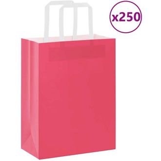 vidaXL Bolsas De Papel Con Asas 250 Uds Rosa 21x11x28 Cm Vidaxl