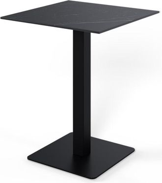 Koketto Home Mesa alta cuadrada tapa porcelanico negra y pata negra