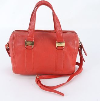 Ferragamo Vara Red Color Leather Handbag Shoulder Bag Tote Bag (Pre-Owned)
