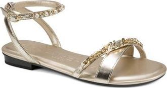 Karl Lagerfeld Christiano Ankle Strap Sandal in White Gold at Nordstrom, Size 5.5