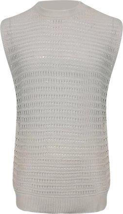 Generic Mens Tops Under 10 2024 Mens Sweater Vest, Solid Colour, Slim Fit, Sleeveless, Hollow Knit Tank Top Mens With Print, White, M