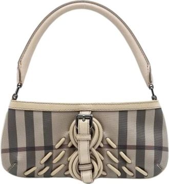 Burberry Pre-owned Shoulder Bags, female, Beige, Size: ONE SIZE Pre-owned Coated Canvas Shoulder Bag