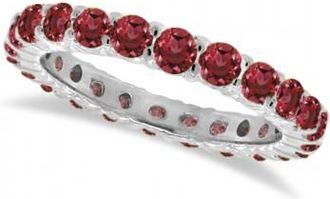 Allurez Red Garnet Eternity Ring Band 14k White Gold (1.07ct)