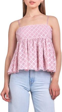 endless rose Sequin Embroidered Babydoll Top in Pink at Nordstrom Rack, Size X-Small