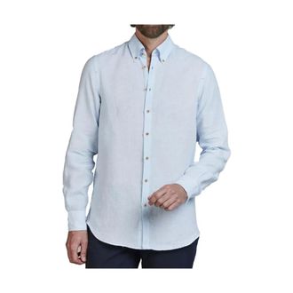 Hansen & Jacob Formal Shirts, male, Blue, Size: XL 12084-40 Linen Shirt