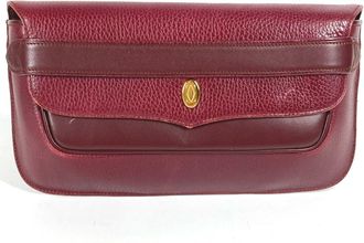 Cartier Must Wine Red Leather Clutch Bag Pouch (Pre-Owned)