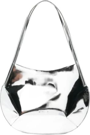 Jil Sander Kante Schoudertas - Dames - Schoudertassen - Grijs - ONE Size - Leer - Tassen