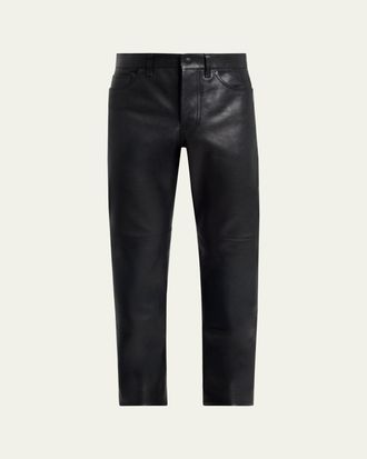 Tom Ford Mens Grained Leather Straight Leg Five-Pocket Pants