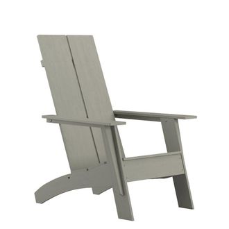 Flash Furniture Modern Commercial All-Weather Poly Resin Wood Adirondack Chair in Gray