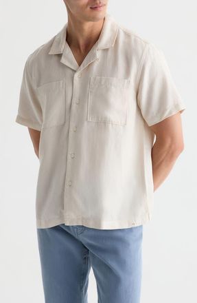 AG - Adriano Goldschmied Marco Solid Camp Shirt in Champagne at Nordstrom, Size Xx-Large