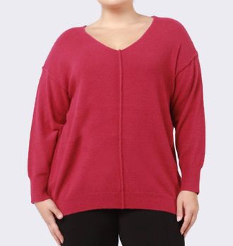 Dex Clothing Bright Ultra Soft V-Neck Sweater In Red