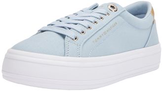 Tommy Hilfiger Women, Essential Vulc Canvas Sneaker, Vulcanized Sneaker, Blue, 4