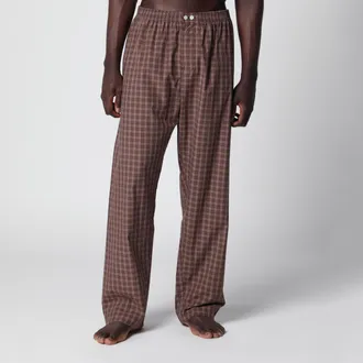 Tekla Pantalone pigiama in cotone color Serra motivo check