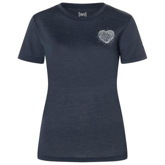super.natural Little Heartwood Tee Merinoshirt f&uuml;r Damen | blau