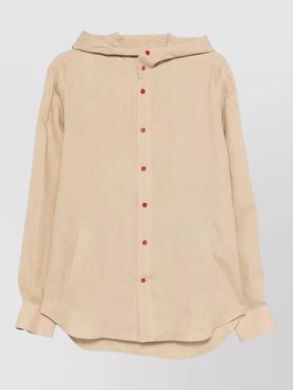 Kiton linen hooded long-sleeve shirt