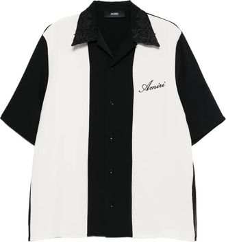 Amiri Overhemd met bloemenkraag en vlakken - Zwart