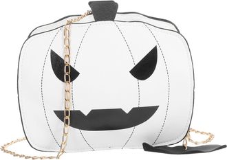 UPKOCH Lightweight PU Pumpkin Crossbody Bag Women Halloween Candy Chain Purse Shoulder Bag with Spacious Interior for Party and Daily Use White