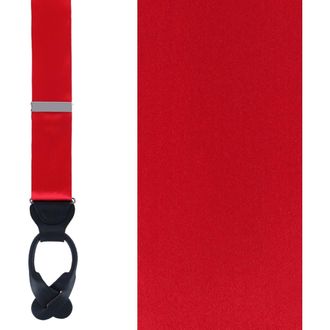 Trafalgar Store Dutton Solid Color Silk Button End Suspenders in Red at Nordstrom