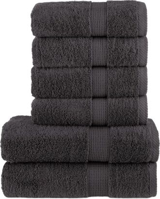 vidaXL Set ASciugamani solund 6 pz Antracite 600 gsm - Vidaxl